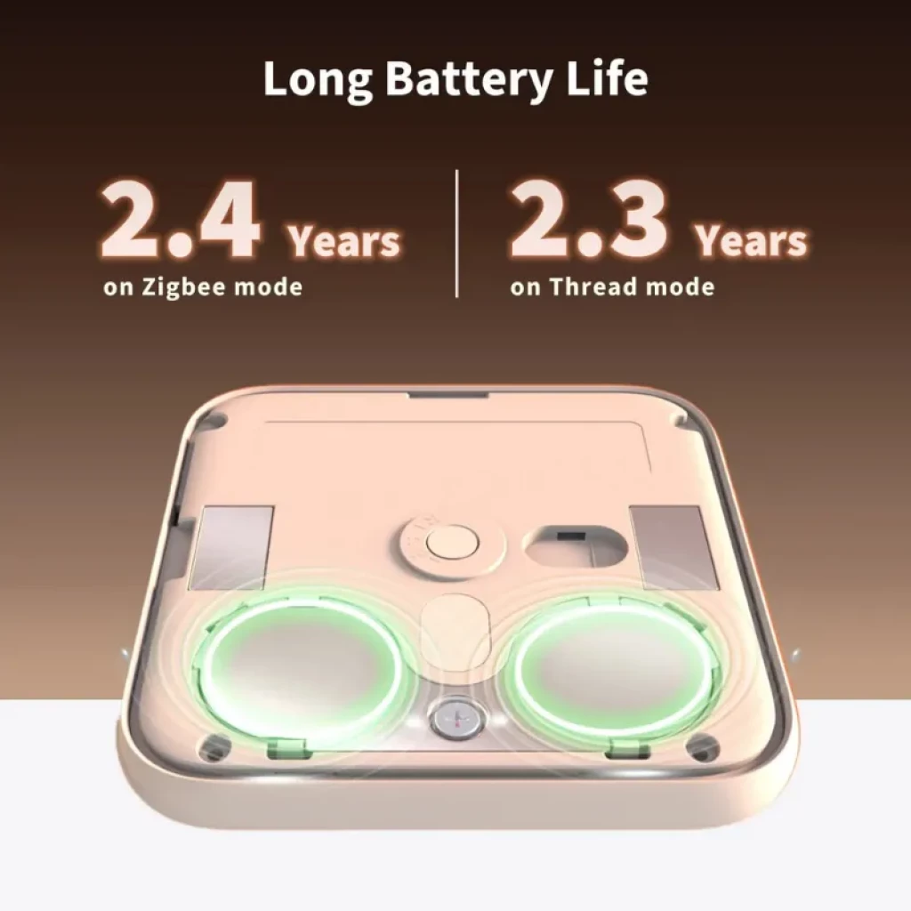 Duración de la batería del Aqara W100 con imagen ilustrativa del interior del sensor