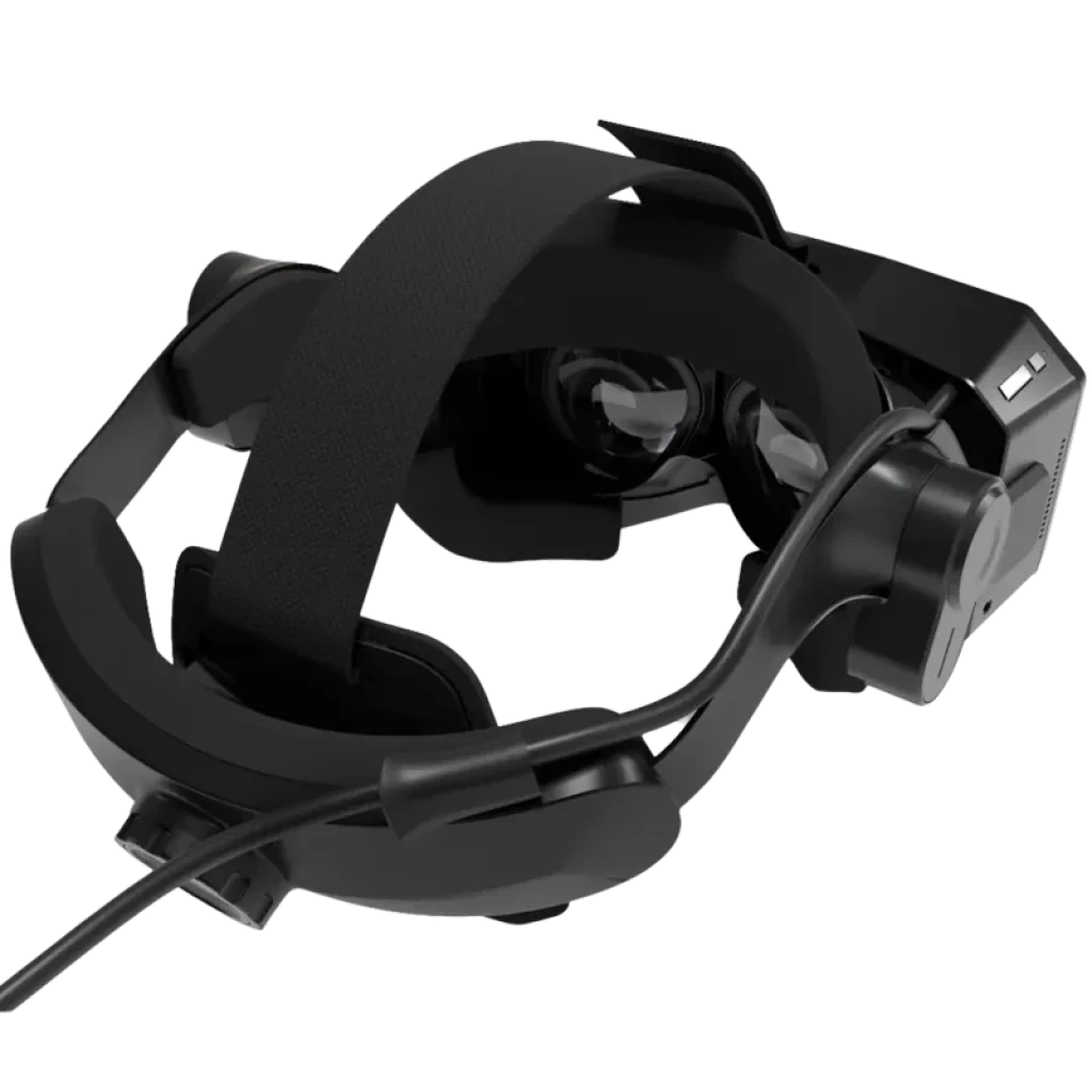 Pimax Crystal Super – Visor VR com almofadas traseiras, tiras ajustáveis, lentes duplas 4K por olho, cabo frontal e microfone articulado