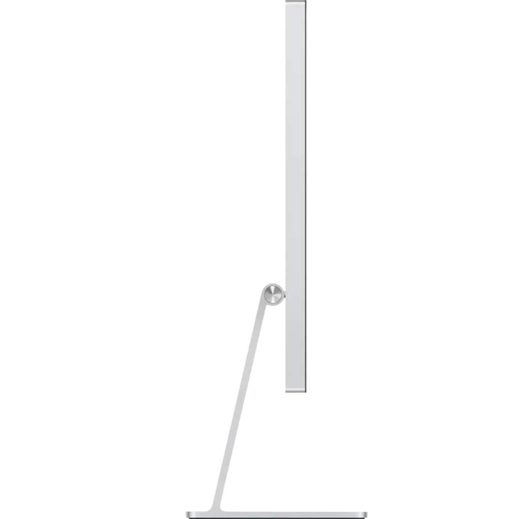 Perfil lateral del Apple Studio Display 27 pulgadas, panel Retina 5K con vidrio nanotexturizado y soporte metálico con inclinación ajustable