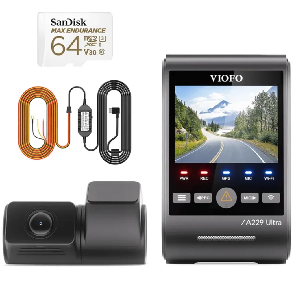 VIOFO A229 Ultra 2CH 4K avant + 4K arrière - Dashcam avec écran LCD 2,4 pouces