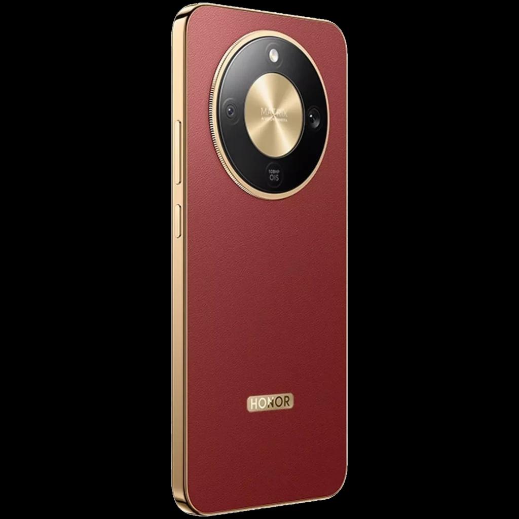 Honor Magic8 Lite 5G em Reddish Brown com ecrã de 6,79 polegadas quase sem molduras, bordas douradas elegantes e furo central para câmara frontal