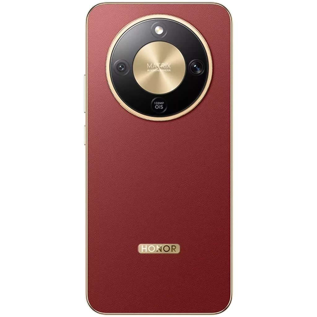 Honor Magic8 Lite 5G em Reddish Brown com ecrã de 6,79 pol sem molduras visíveis, vidro curvo e perfuração discreta para câmara frontal