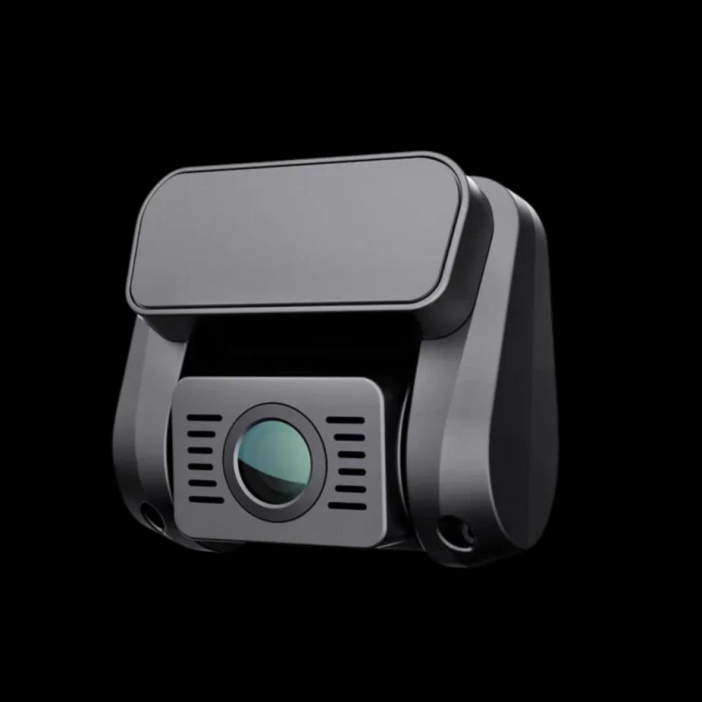 VIOFO A129 Pro Duo 4K UHD dashcam dual con lente gran angular, diseño compacto en negro, módulo frontal con ventilación y sensor prominente, Wi‑Fi y GPS