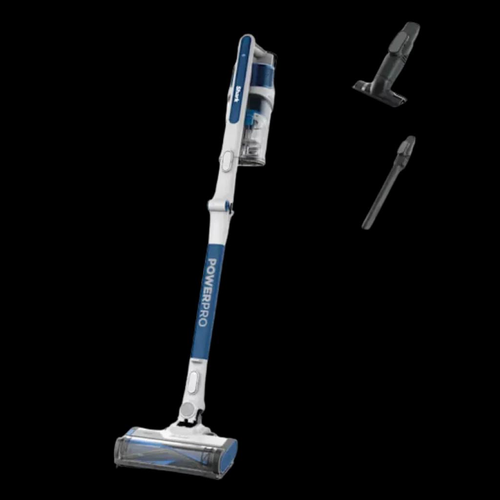 Shark PowerPro IZ380EU blanc et bleu avec réservoir de 0,7 L, 181 W, tête motorisée LED et accessoires buse et brosse. Autonomie 50 min