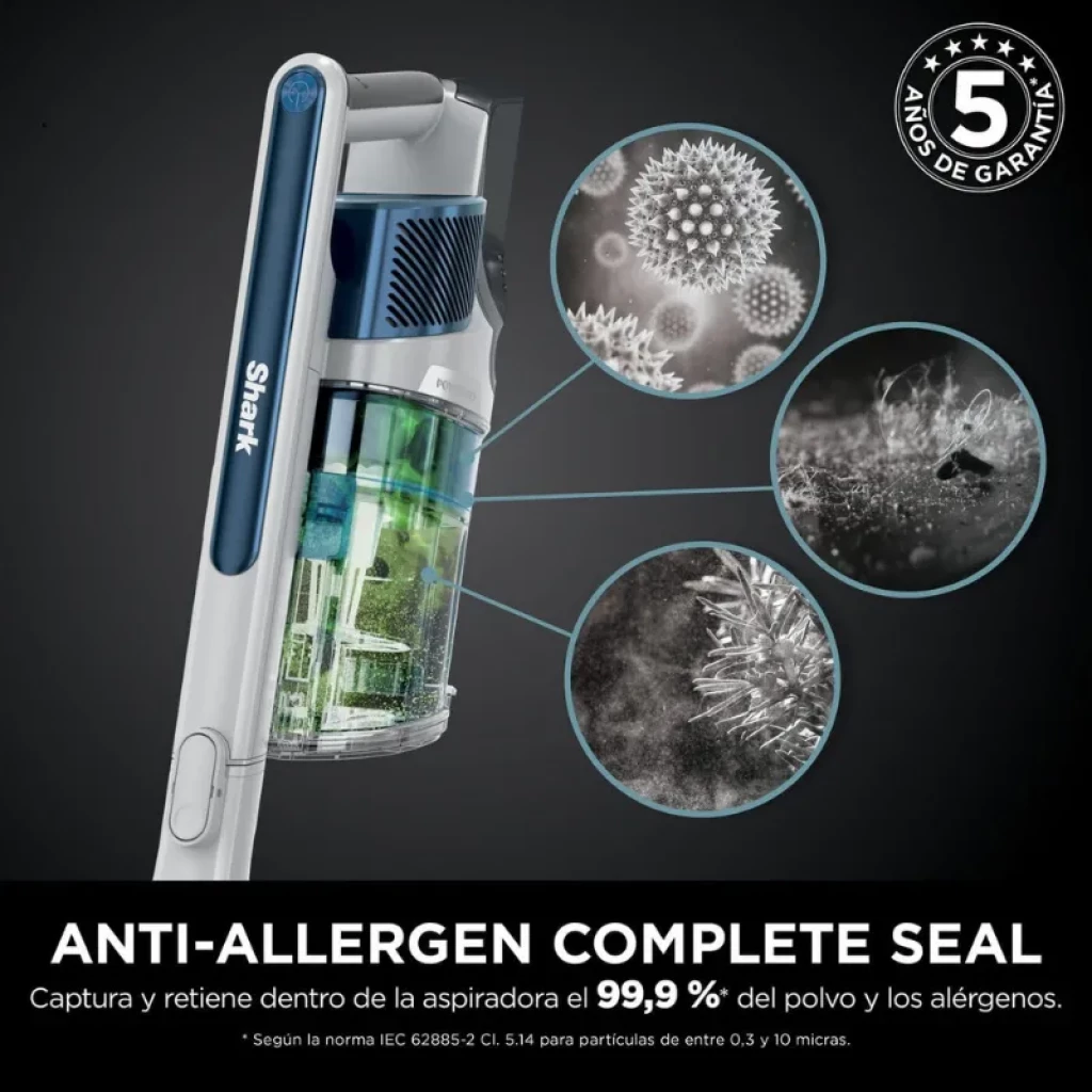 Shark PowerPro IZ380EU Design gris avec filtre et joint anti-allergènes à 99,9 %. Garantie 5 ans.