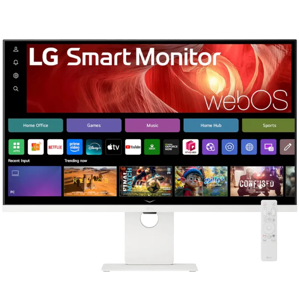 Monitor LG 37U730SA-W 37 pulgadas 4K UHD IPS blanco con biseles delgados, base ajustable, webOS y control remoto, múltiples apps en pantalla