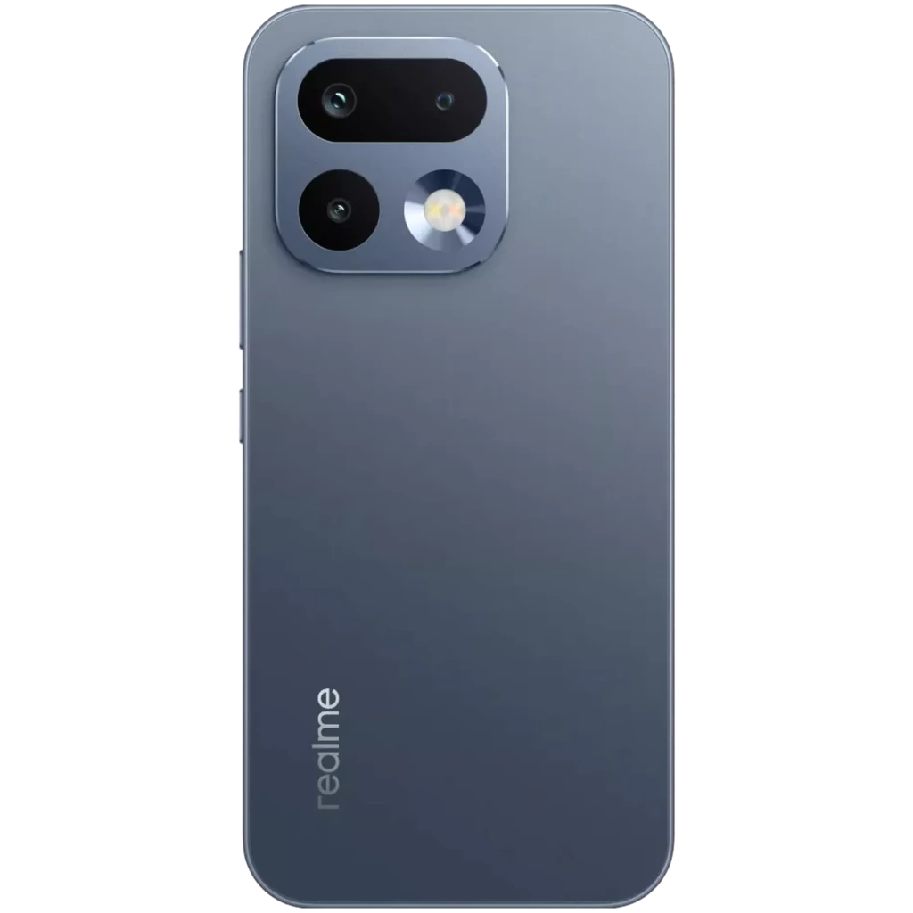 Móvil Realme 16 Pro 5G gris con trasera mate y módulo de cámara rectangular; doble lente grande y flash circular destacado en esquina superior izquierda