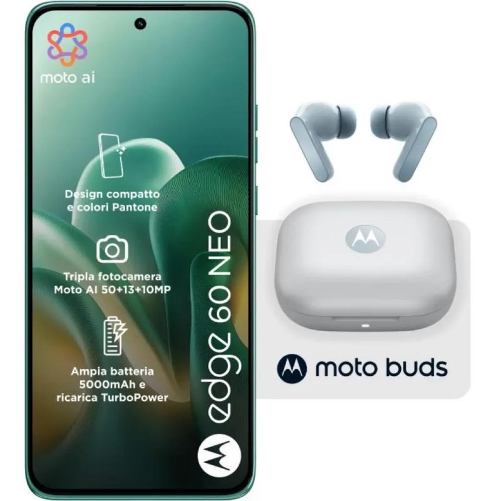 Motorola Edge 60 Neo 5G 256 GB Frostbite pantalla 6.37" con Cristal Corning Gorilla Glass 7i 8GB de RAM + Auriculares Moto Buds