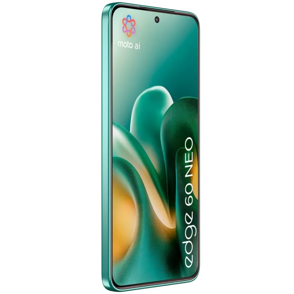 Smartphone Motorola Edge 60 Neo 5G color Frostbite, pantalla 6.37 con orificio central, bordes curvos, cristal Corning Gorilla Glass 7i, incluye Moto Buds