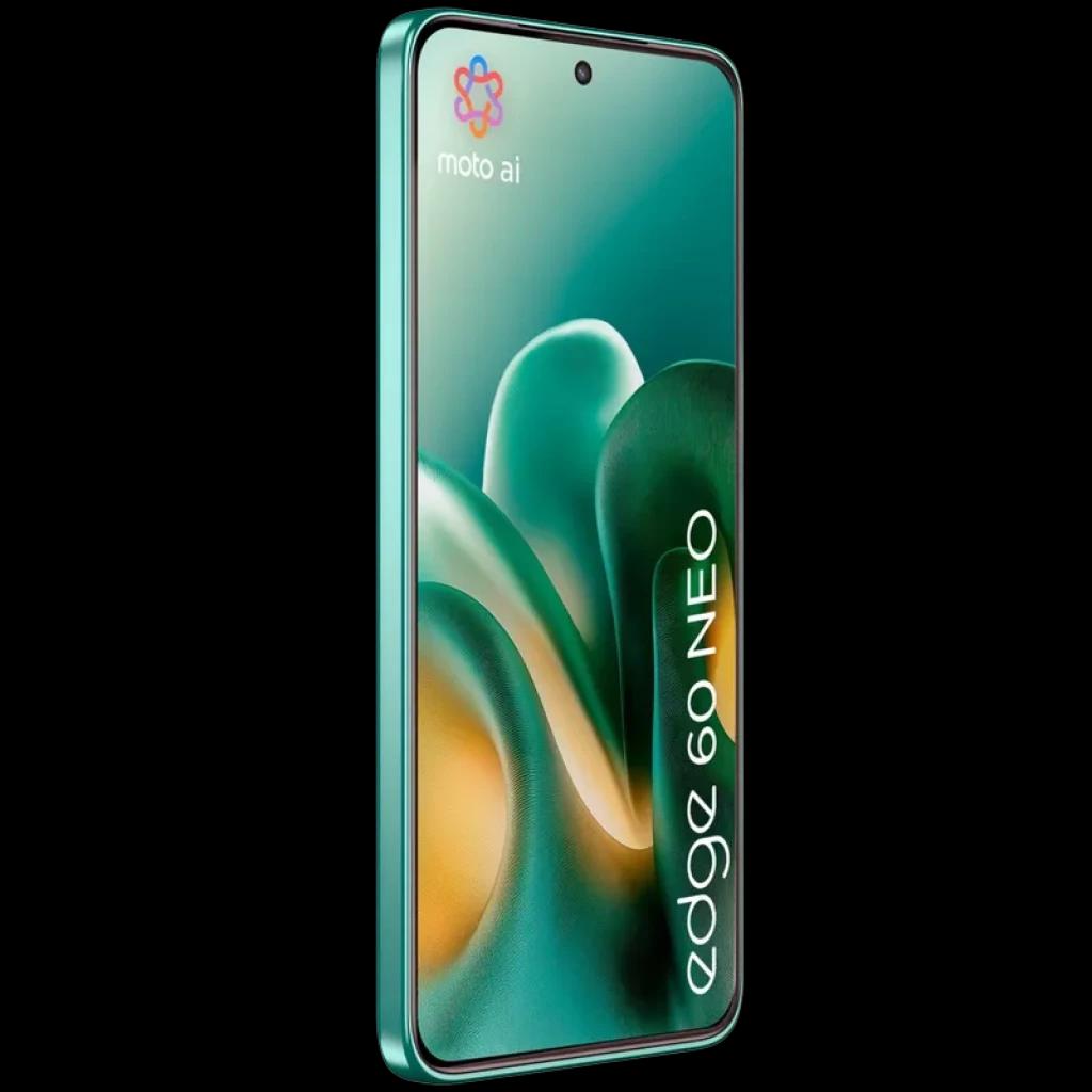 Smartphone Motorola Edge 60 Neo 5G color Frostbite, pantalla 6.37 con orificio central, bordes curvos, cristal Corning Gorilla Glass 7i, incluye Moto Buds