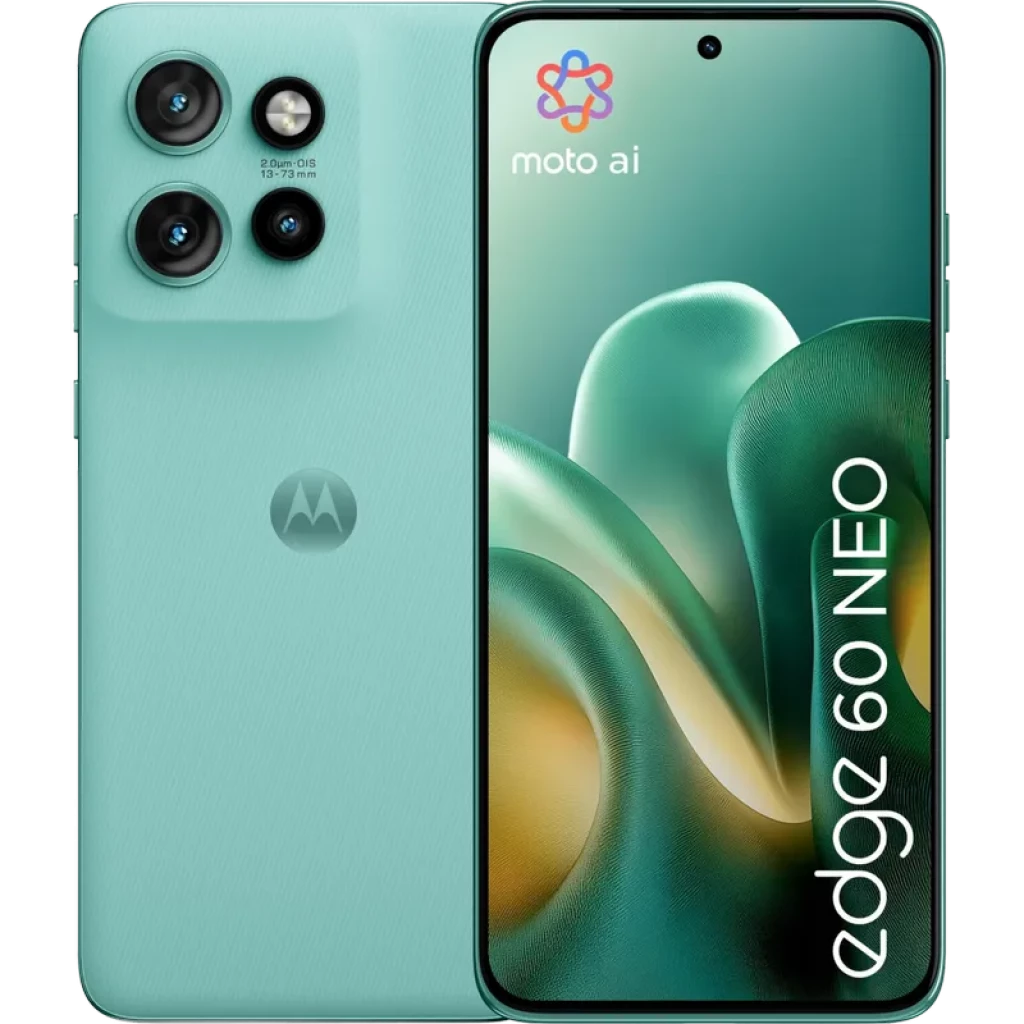 Smartphone Motorola Edge 60 Neo 5G color Frostbite, triple cámara trasera, pantalla 6.37 perforada, cristal Corning Gorilla Glass 7i, incluye Moto Buds