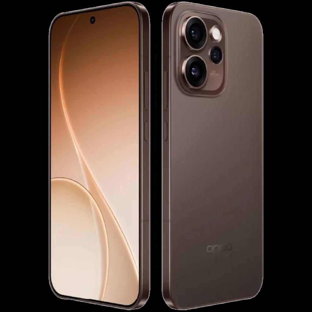 Oppo Reno15 Pro Max 5G marrón con acabado mate, módulo triple de 200 Mpx prominente, pantalla de 6.78 pulgadas con biseles finos y perforación central