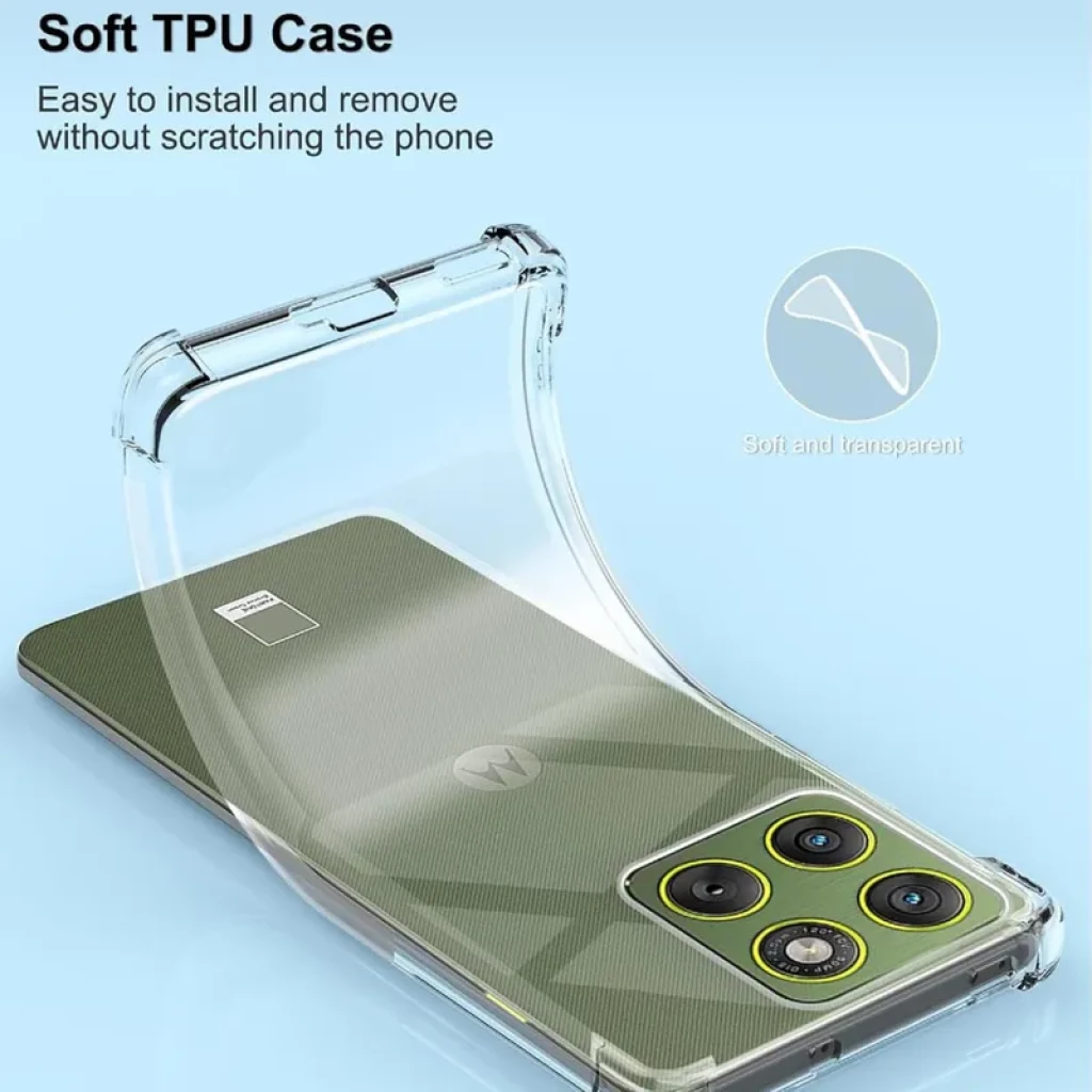 Funda de silicona Reinforced Motorola Edge 70 transparente y flexible, TPU suave, protege cámara y bordes, ajuste preciso, fácil de poner y quitar sin rayar