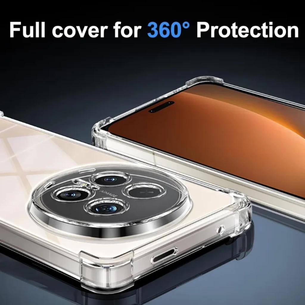 Capa de silicone Reinforced Honor Magic 8 Pro transparente, cantos reforçados, recortes precisos e aro elevado para câmeras, proteção 360° sem ocultar o