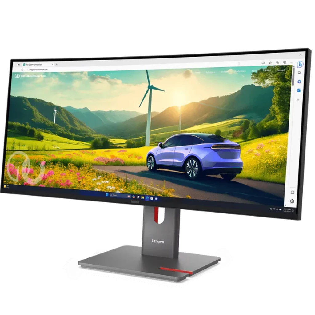 Monitor curvo ultraancho Lenovo ThinkVision P34WD-40 de 34 pulgadas WQHD, panel IPS, 120 Hz, biseles delgados, base robusta ajustable con soporte ergonómico