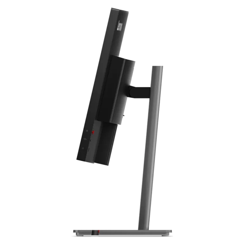 Perfil lateral del monitor curvo Lenovo ThinkVision P34WD-40 34 pulgadas WQHD IPS, marco delgado, soporte ajustable en altura e inclinación, acabado negro
