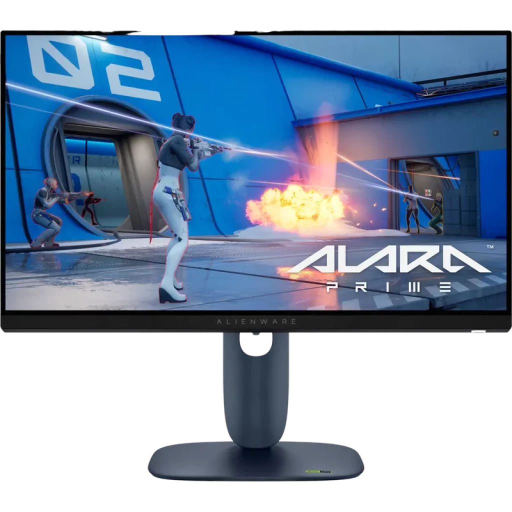 Monitor gaming Alienware 25 pulgadas con biseles finos, pantalla IPS Full HD, peana robusta ajustable, certificación G-SYNC y estética futurista en negro/gris