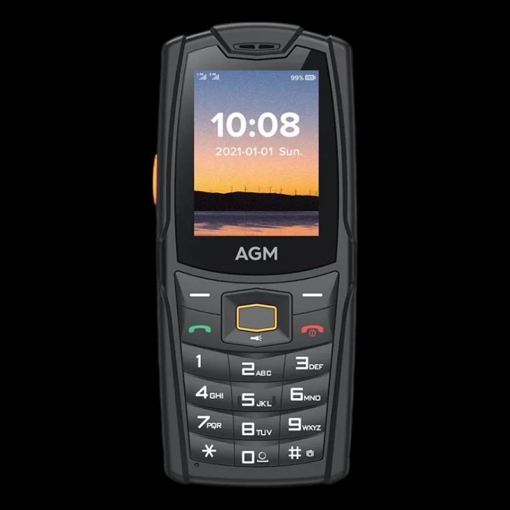 AGM M6, Altifalante 3,5 W Robusto com ecrã pequeno, teclado físico grande, botão central amarelo e caixa robusta preta