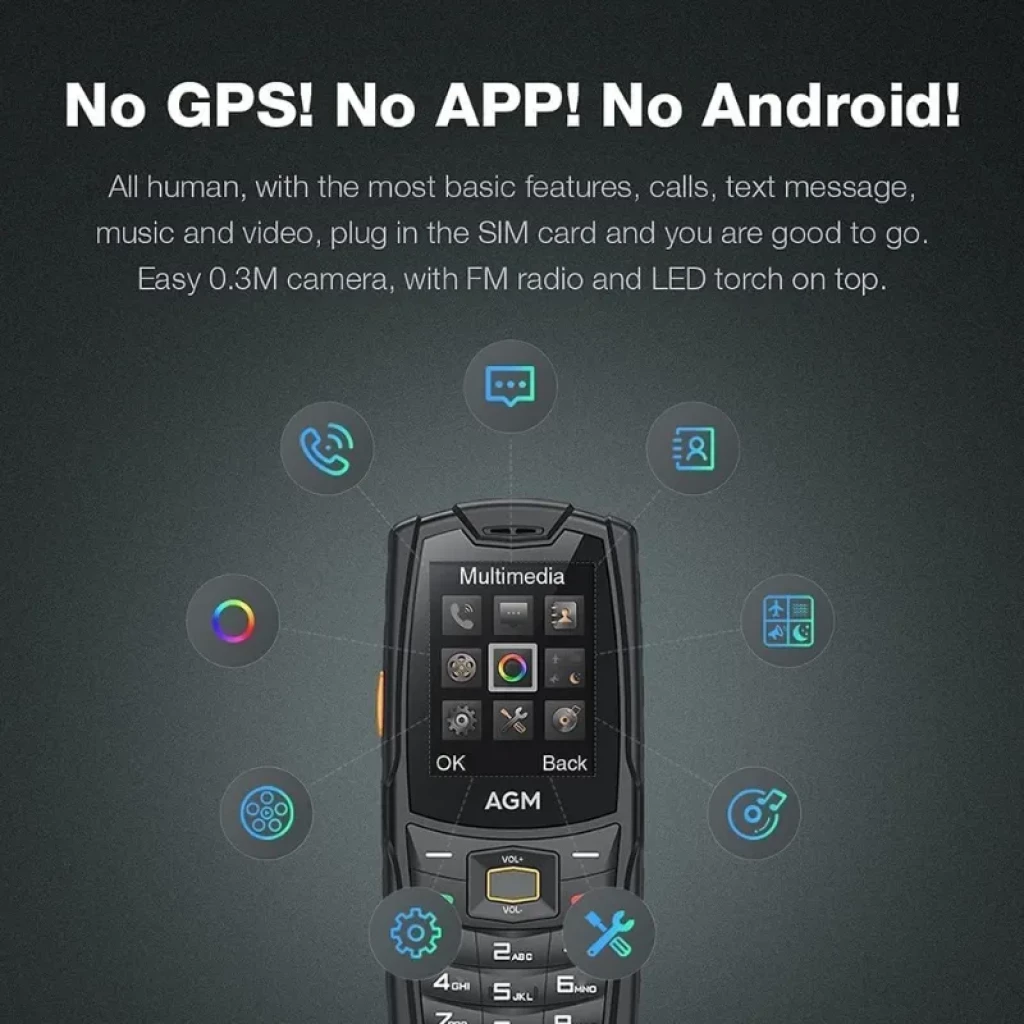 AGM M6 teclas físicas, lanterna LED superior, câmara de 0,3 MP e rádio FM