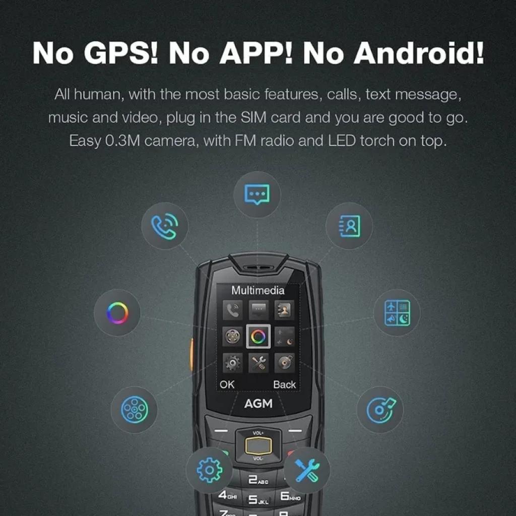 AGM M6 teclas físicas, lanterna LED superior, câmara de 0,3 MP e rádio FM