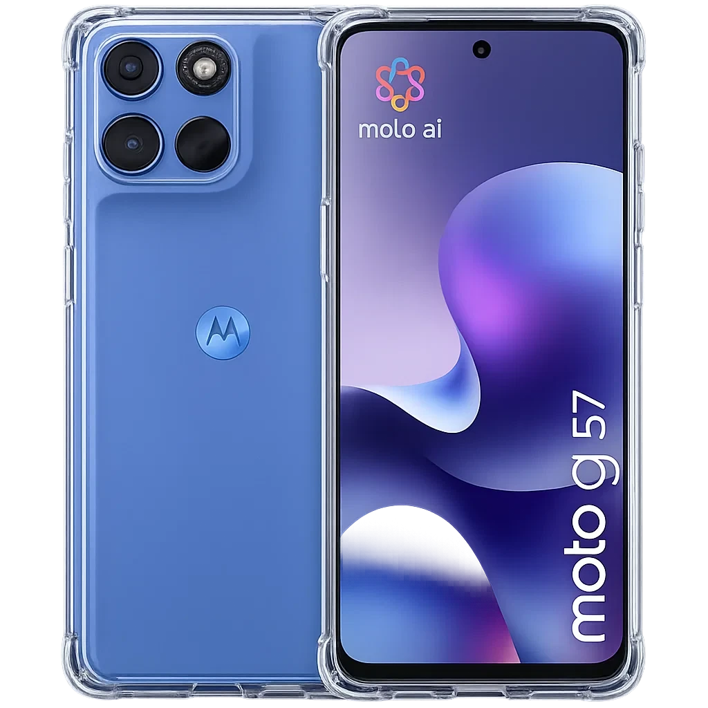 Funda de silicona Reinforced Motorola G57 Power  transparente con esquinas reforzadas, protección antigolpes, bordes elevados y ajuste preciso para cámara y