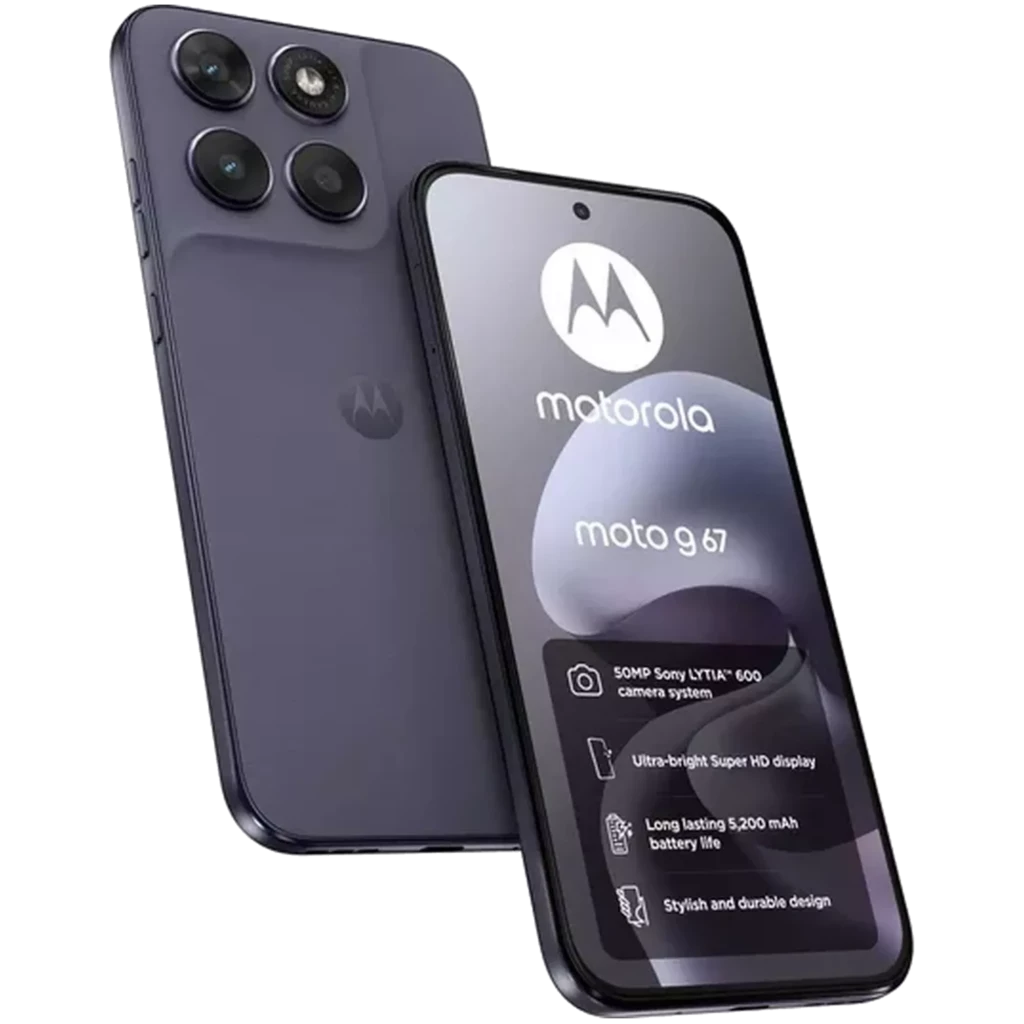 Motorola Moto G67 5G Artic Seal, écran OLED bord à bord, module photo double 50 MPx, design élégant gris, 128 Go, 4 Go RAM, batterie 5200 mAh