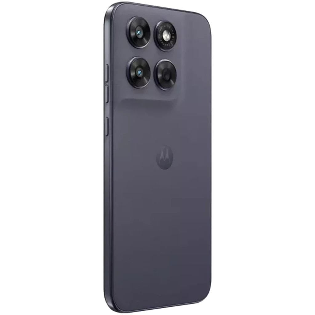 Dos du Motorola Moto G67 5G coloris Artic Seal avec module photo carré et triple capteur proéminent, finition mate élégante et bords arrondis