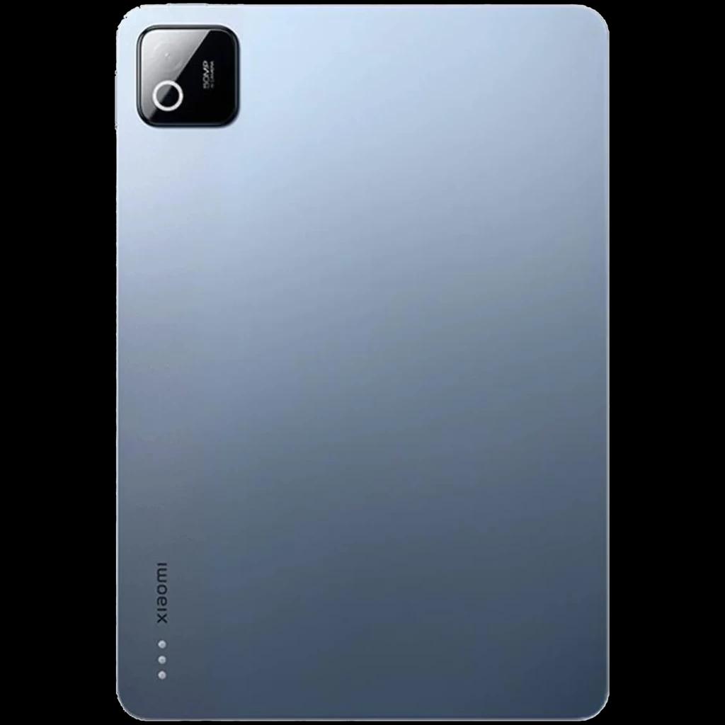 Tableta Xiaomi Pad 8 Pro azul con acabado metálico, cámara trasera cuadrada con anillo plateado y bordes finos; diseño elegante y minimalista