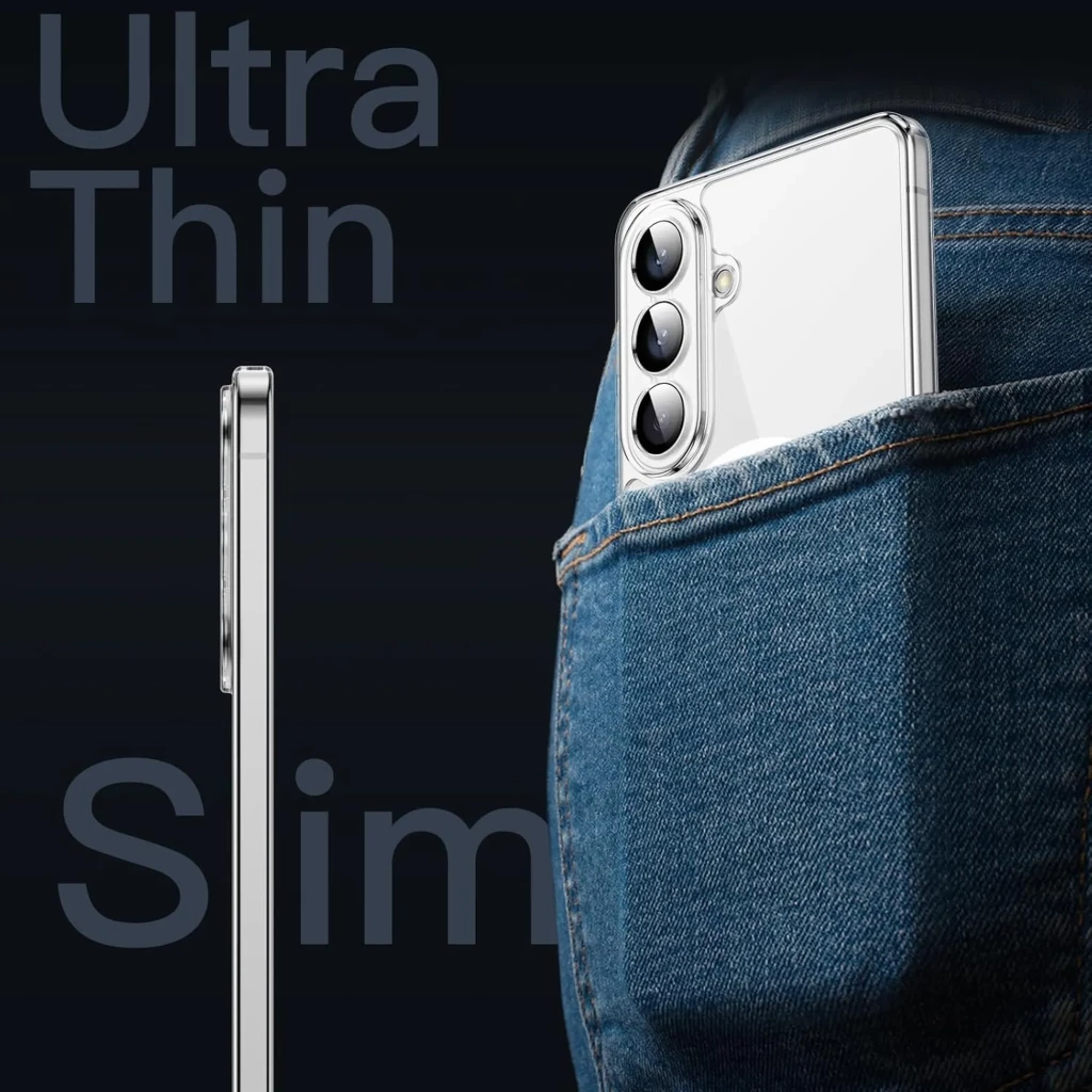 Capa de silicone Reinforced Samsung Galaxy S26+ 5G transparente, ultrafina e slim, mostra o design do celular, recortes precisos para câmeras triplas e botões