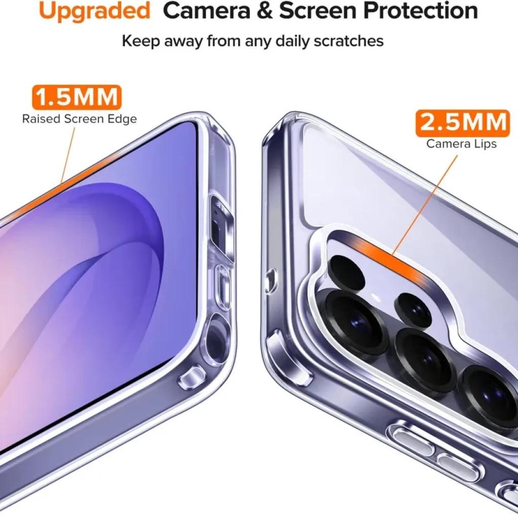 Coque en silicone Reinforced Samsung Galaxy S26 Ultra 5G transparente, bords relevés 1,5 mm, rebords caméra 2,5 mm, protection écran et objectifs, coins