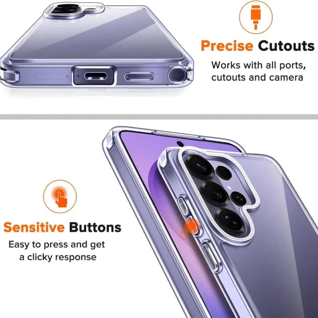 Coque en silicone Reinforced Samsung Galaxy S26 Ultra 5G transparente, bords renforcés, protection caméras surélevée, découpes précises, boutons sensibles