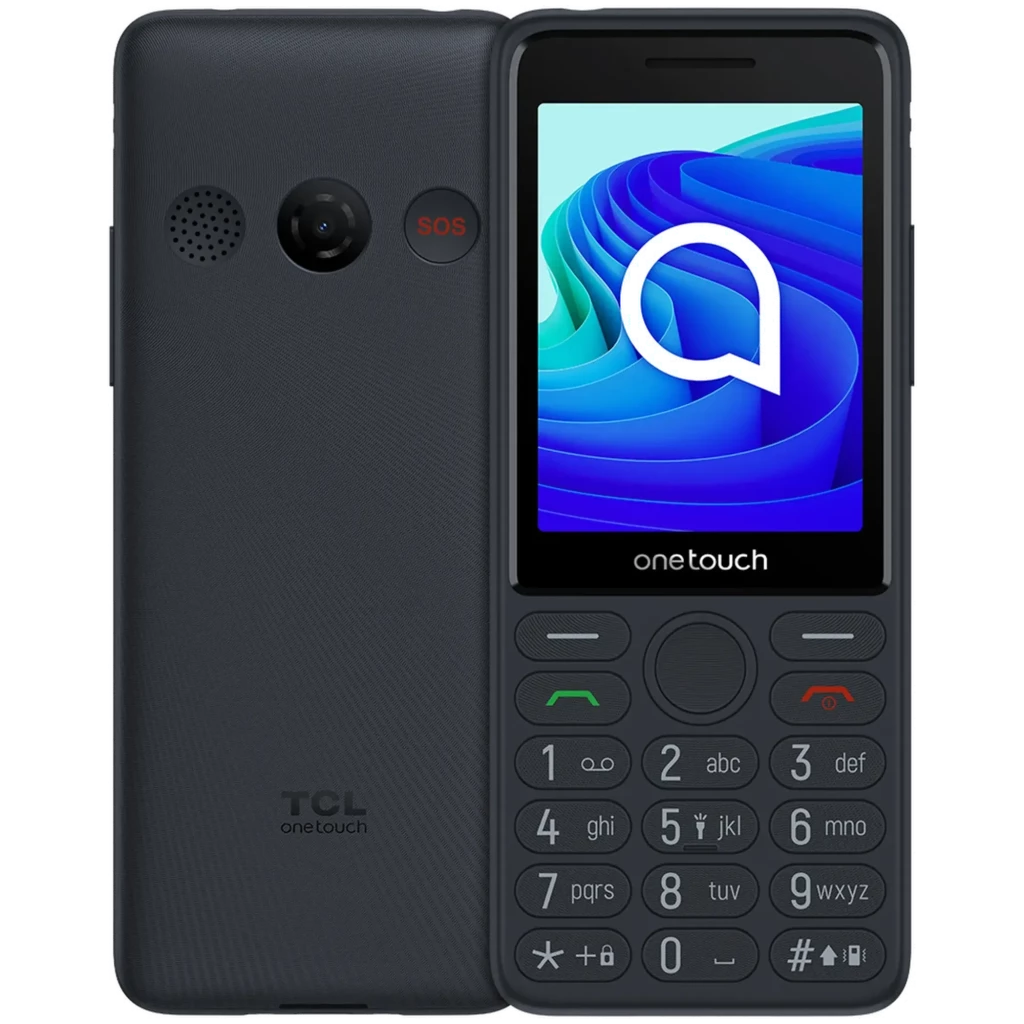 TCL OneTouch 4042S 4G Eco Design para mayores con botones grandes, pantalla a color, tecla SOS trasera, cámara sencilla y altavoz amplio en carcasa negra