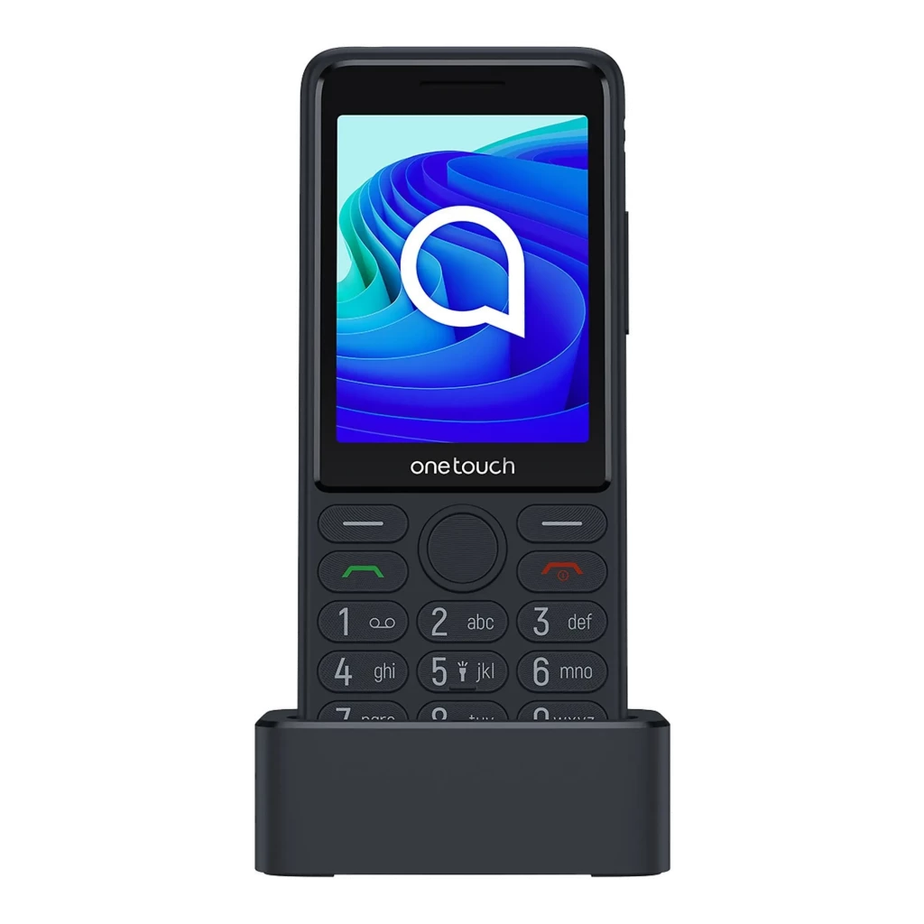 TCL OneTouch 4042S 4G Eco Design con base de carga, pantalla a color, teclas grandes, botón SOS, altavoz potente y diseño sencillo para mayores