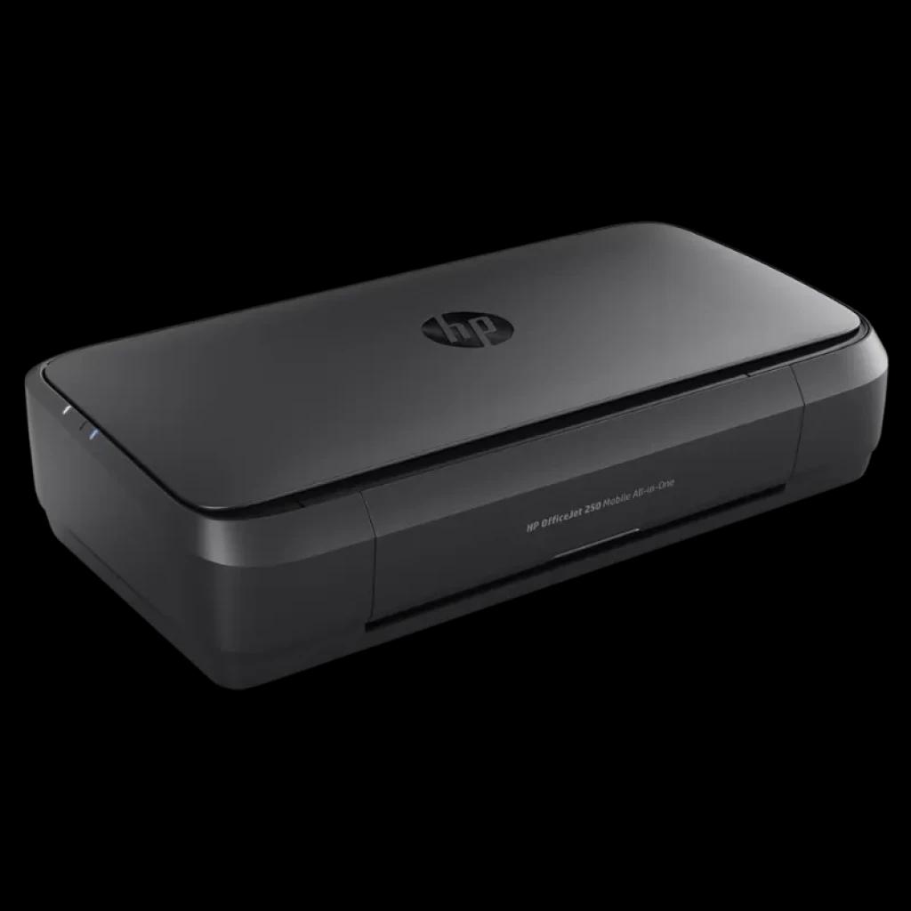 HP Officejet 250 Mobile Negro Tinta Color WiFi, impresora multifunción compacta y portátil en color negro con diseño plegable y panel frontal discreto