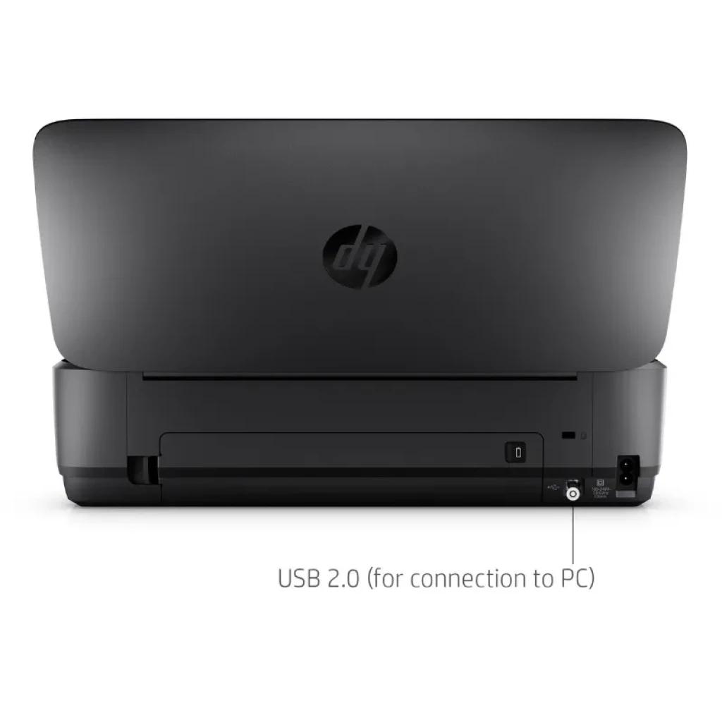 HP Officejet 250 Mobile Negro Tinta Color WiFi con tapa abatible, acabado mate, puerto USB 2.0 trasero y botón de encendido; diseño compacto portátil