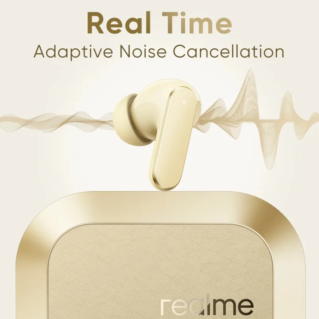 realme Buds Air 8 TWS Morado con cancelación de ruido adaptativa, diseño in-ear elegante y estuche cuadrado con bordes redondeados y acabado metálico