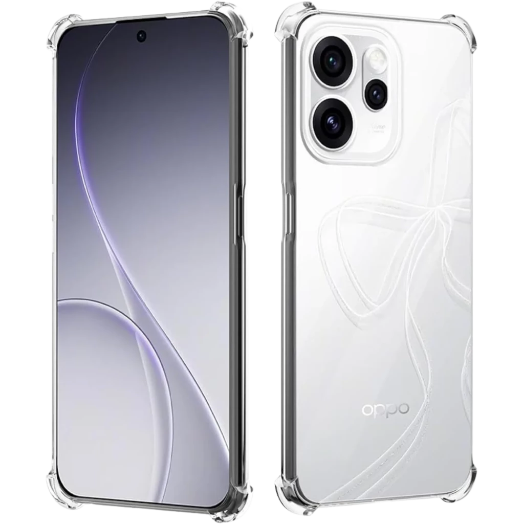 Coque en silicone Reinforced Oppo Reno15 Pro Max transparente avec coins renforcés, protection antichoc, découpe précise pour triple caméra et boutons