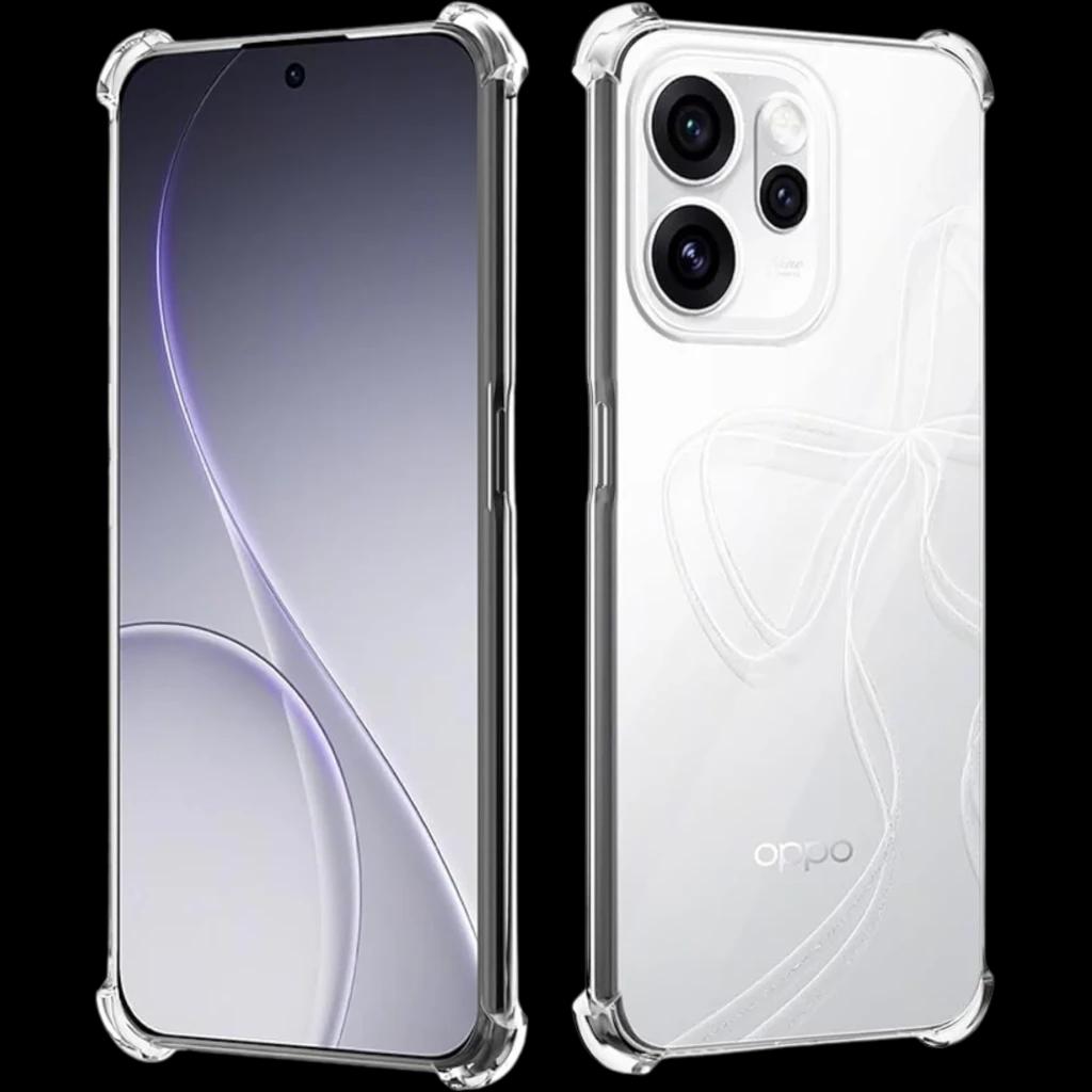 Capa de silicone Reinforced Oppo Reno15 Pro Max transparente com cantos reforçados, proteção antiqueda, recorte preciso para câmeras triplas e acabamento