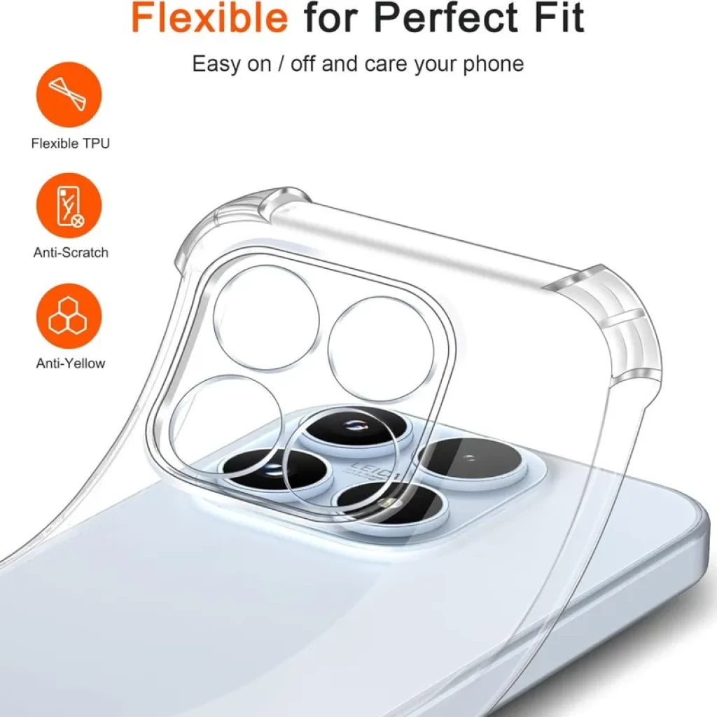 Funda de silicona Reinforced Xiaomi 17 transparente con TPU flexible, esquinas reforzadas, bordes elevados, antiarañazos y antialamarillo para cámara y cuerpo