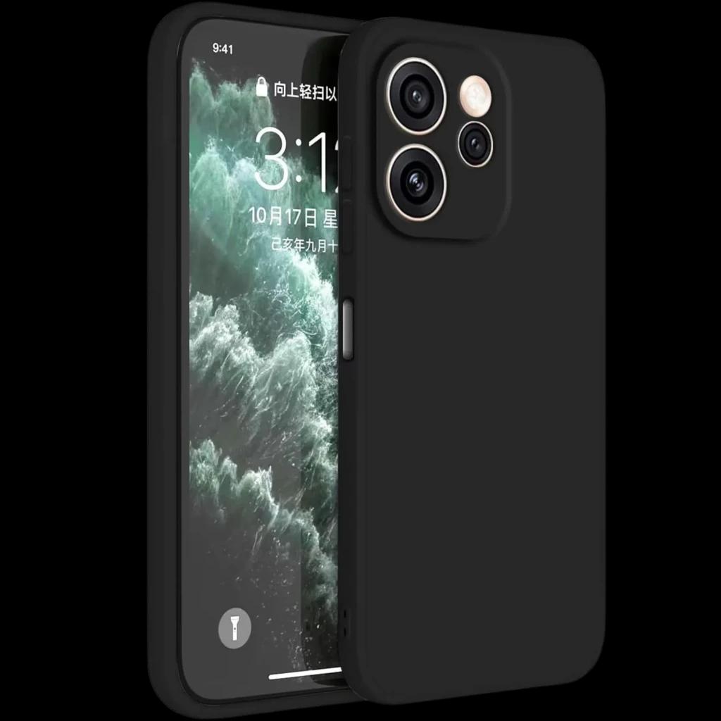 Funda Oppo Reno15 Pro Max Square Liquid Premium Negro con acabado mate, bordes cuadrados, recortes precisos para cámara triple y protección antideslizante