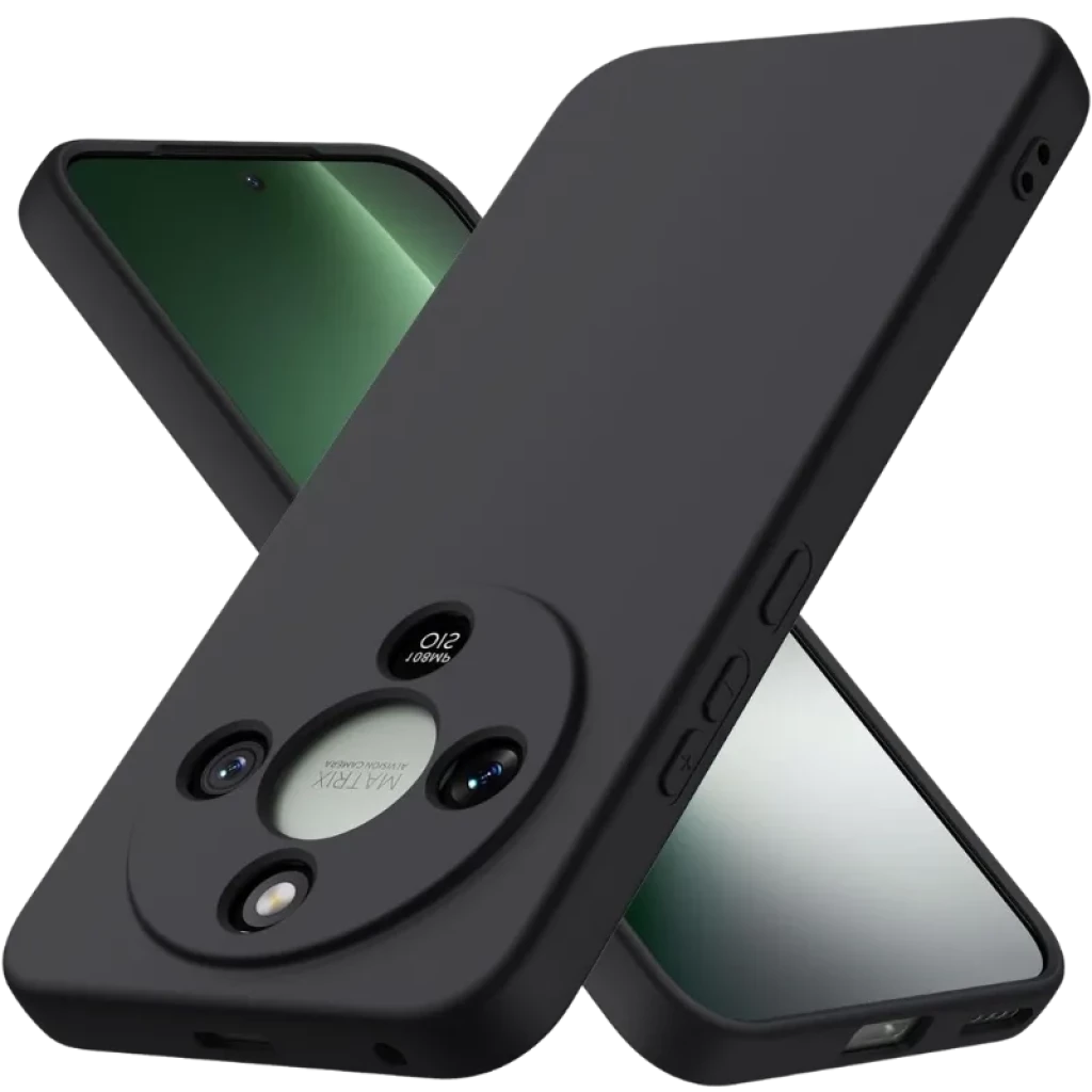 Funda Honor Magic8 Lite 5G Square Liquid Premium Negro con acabado mate suave, bordes elevados y recorte circular para triple cámara y botones precisos