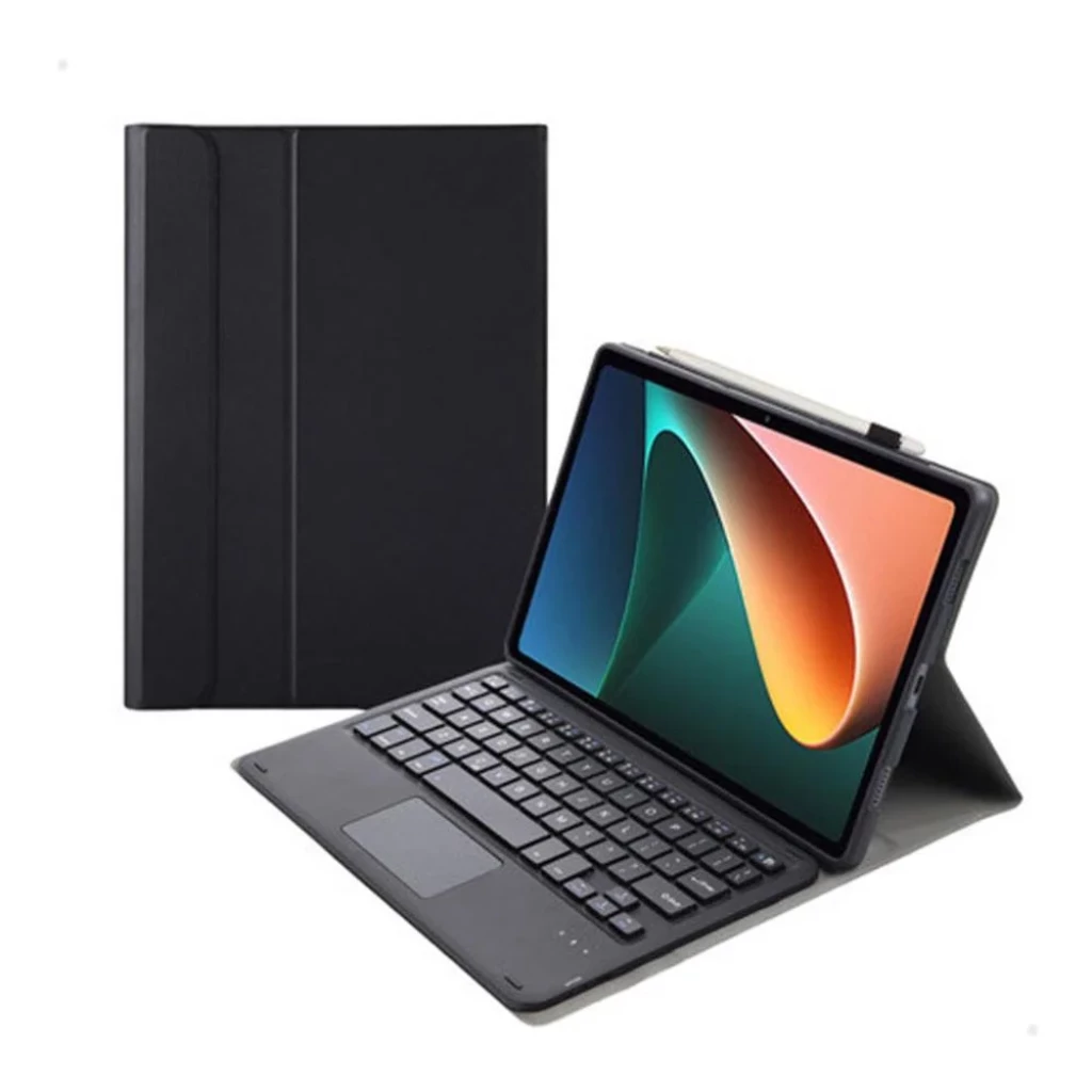Funda con teclado español para Xiaomi Pad 8 y Pad 8 Pro en negro, con touchpad, soporte tipo tríptico, ranura para lápiz y diseño magnético resistente