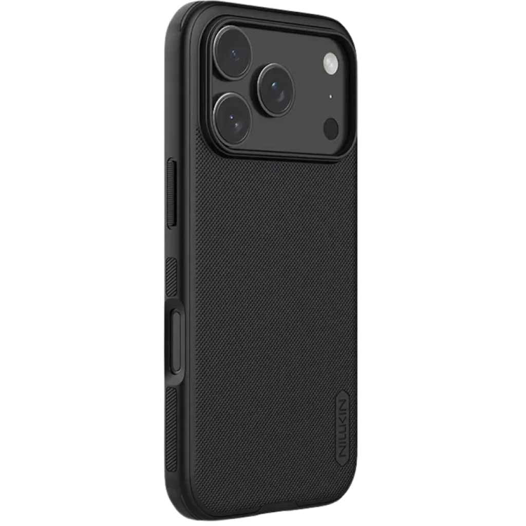 Nillkin Funda Super Frosted Shield Pro iPhone 17 Pro Negro con textura antideslizante, bordes reforzados, recortes precisos y protección elevada para cámara