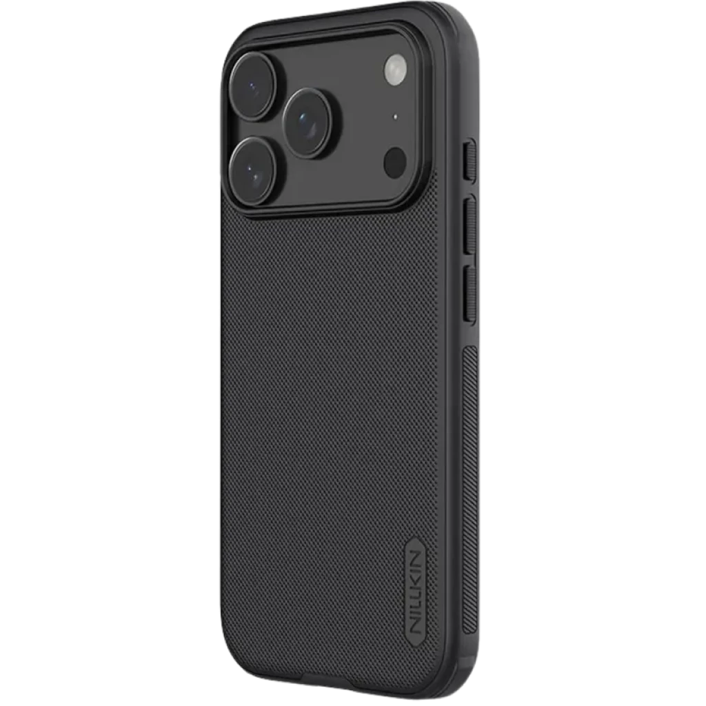 Nillkin Funda Super Frosted Shield Pro iPhone 17 Pro Max Negro, acabado texturizado antideslizante, bordes reforzados, botones protegidos y marco elevado para