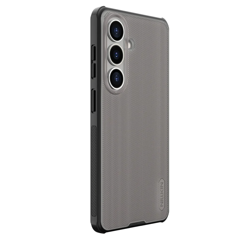 Nillkin Capa Super Frosted Shield Pro para Samsung Galaxy S26+ em Transparent Black, textura antiderrapante, bordas reforçadas e recorte preciso da câmera