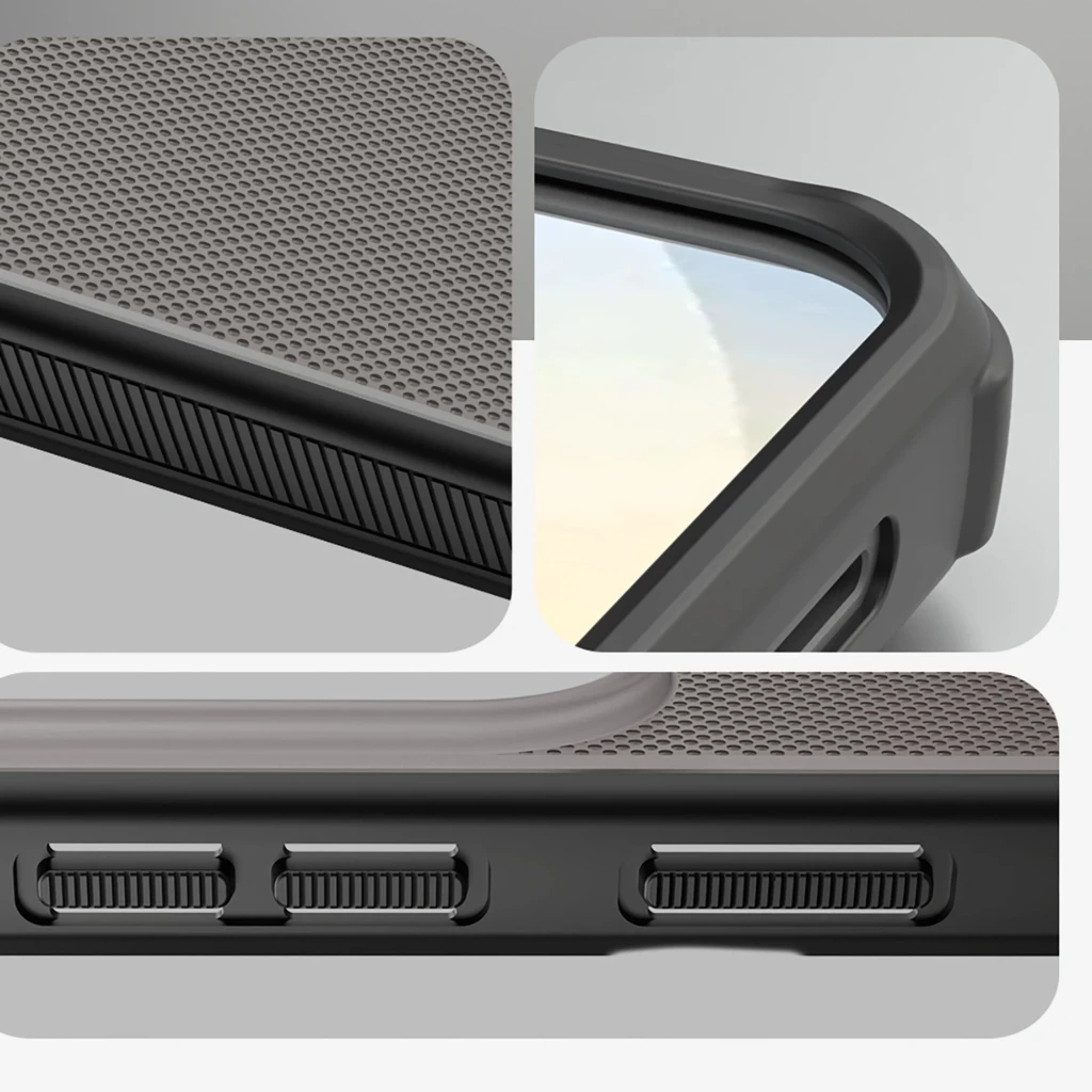 Capa Nillkin Super Frosted Shield Pro para Samsung Galaxy S26+ em preto translúcido, textura antiderrapante, botões cobertos, bordas elevadas e recortes