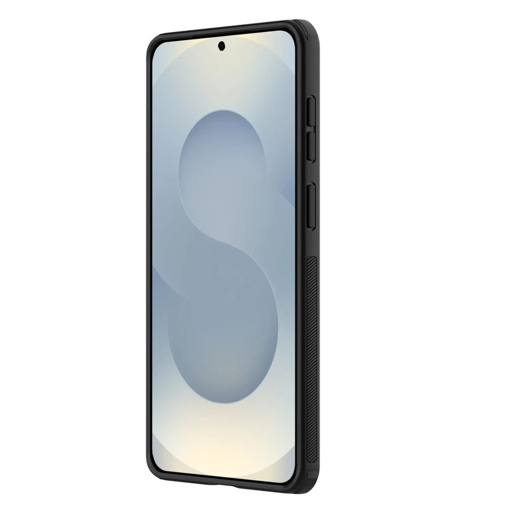 Nillkin Funda Super Frosted Shield Pro para Samsung Galaxy S26 en color transparent black, borde antideslizante, botones precisos y perfil delgado resistente