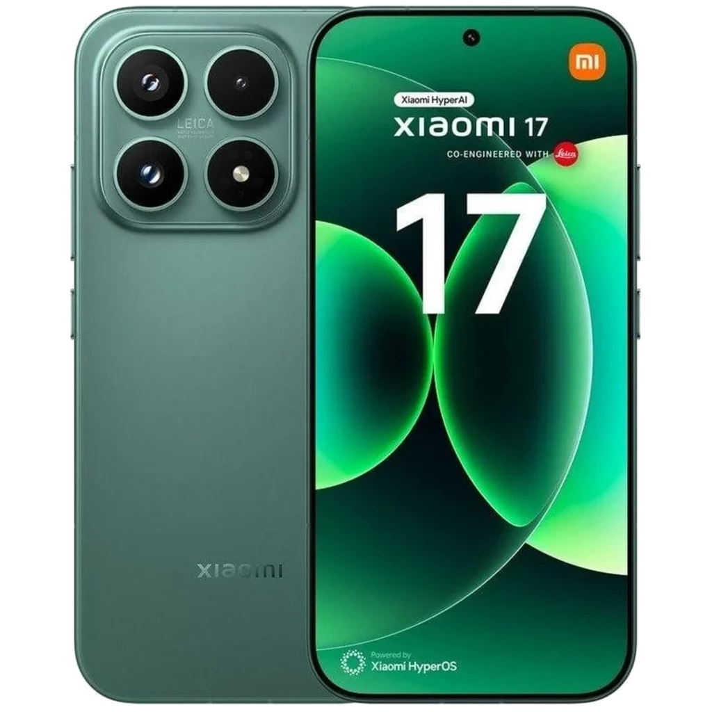 Xiaomi 17 Ventura Green 512GB con pantalla borde a borde, módulo triple Leica 50 MP, 12GB RAM y batería 7000 mAh; diseño elegante en verde mate