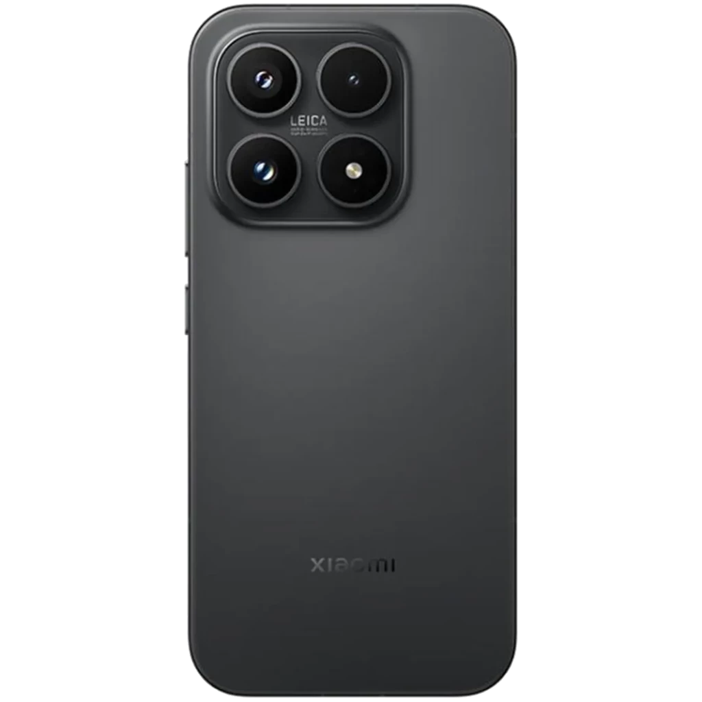 Xiaomi 17 negro con triple cámara trasera grande Leica, módulo cuadrado y acabado mate elegante; bordes curvos y diseño minimalista premium