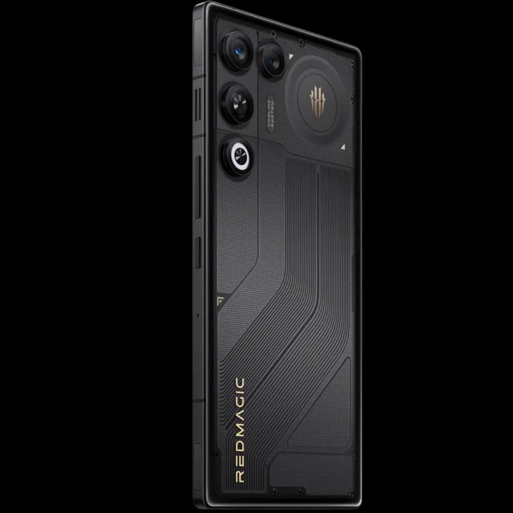 Nubia Redmagic 11 Air 5G Phantom negro con acabado texturizado, triple cámara trasera, logo retroiluminado, bordes planos y detalles dorados Redmagic